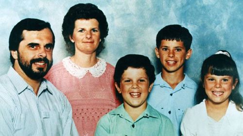 Matthew De Gruchy, centre, killed his mother and two siblings in their NSW Illawarra home in 1996.