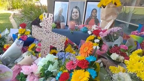 A makeshift memorial is growing by the minute for two Perth siblings and their mother who lost their lives in a car inferno.