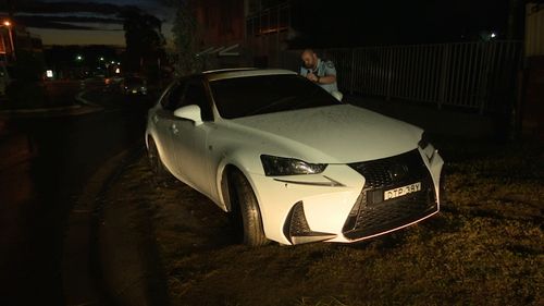 A burnt-out Lexus found in Guildford is tonight being combed for evidence. Picture: 9NEWS
