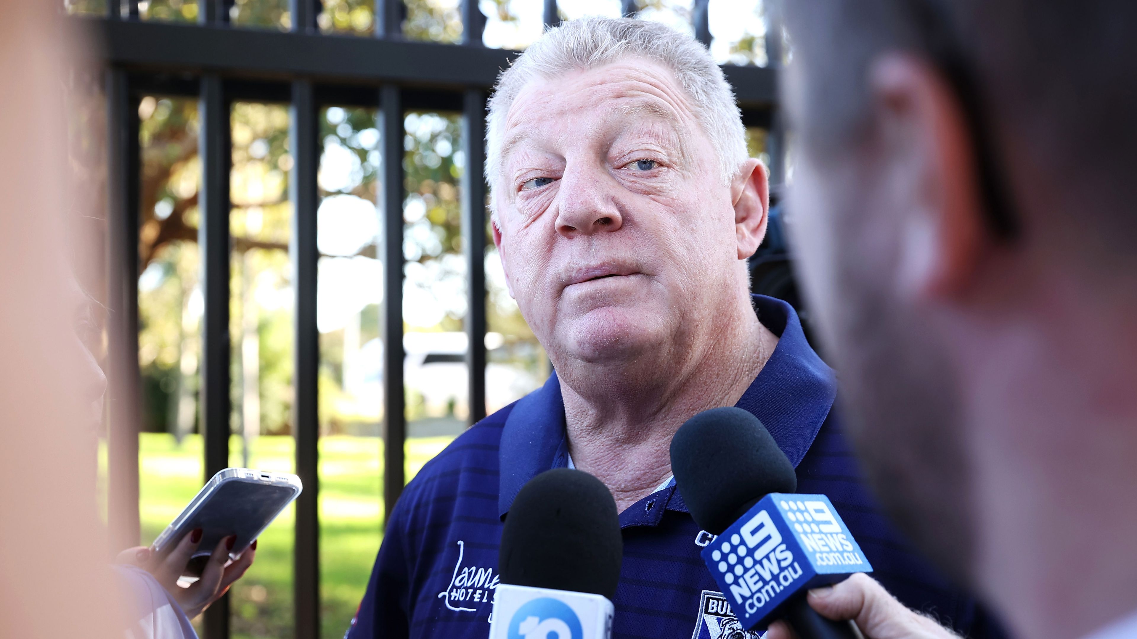 Bulldogs general manager of football Phil Gould speaks to the media at Belmore Sports Ground. 