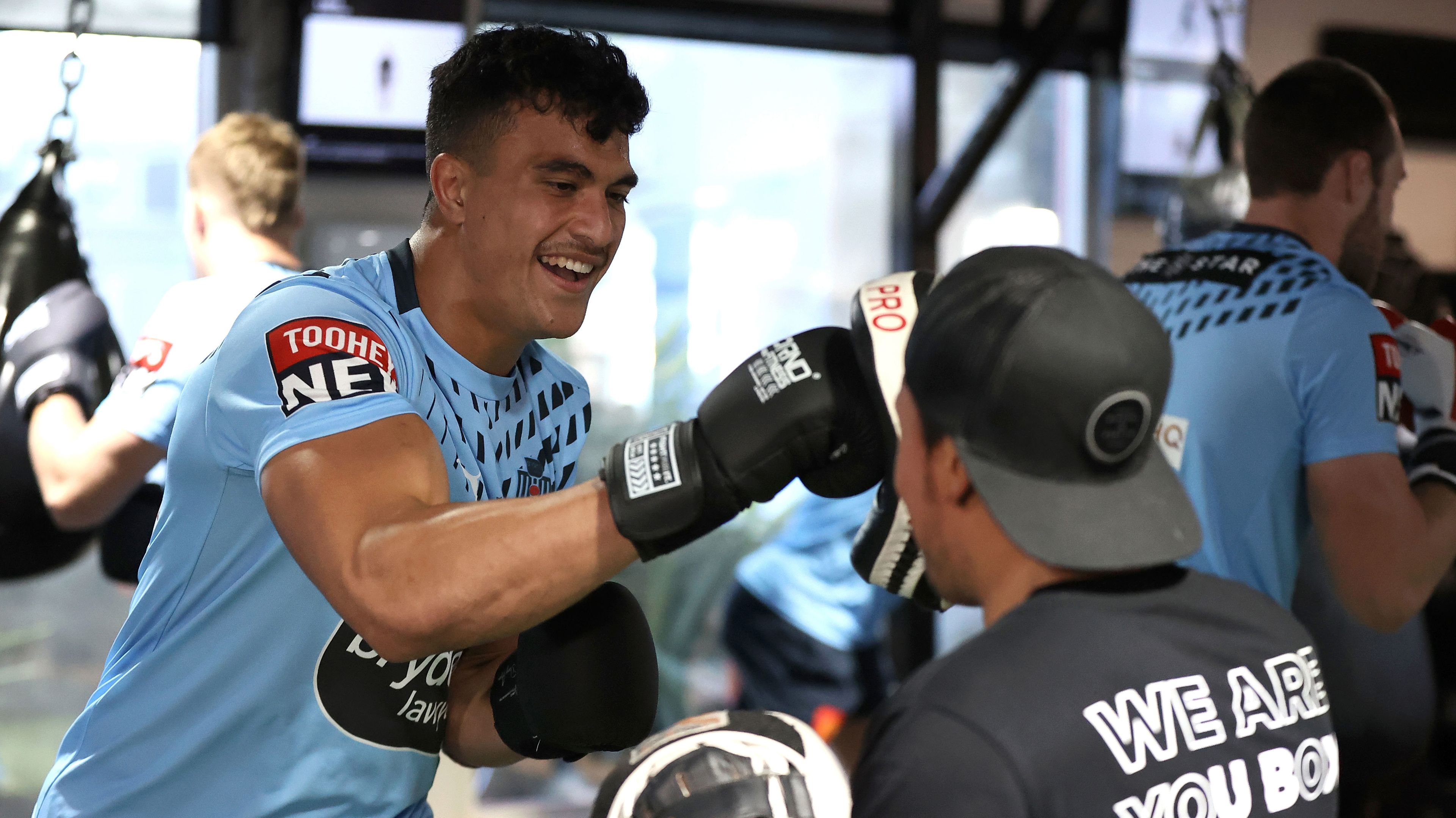 Joseph Suaalii works out during a New South Wales Blues training session at UBX Boxing &amp; Strength on June 21, 2022 in Perth.