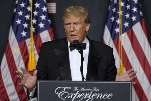 Former President Donald Trump speaks at Mar-a-Lago Friday, Nov. 18, 2022 in Palm Beach, Fla. 
