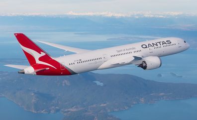 Qantas plane flying