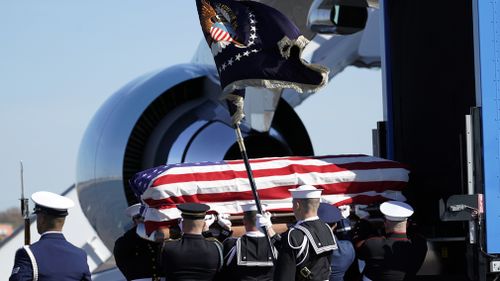 A full naval and military procession was in attendance to send off the former 41st President of the United States.