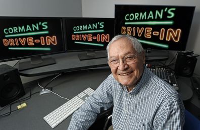 FILE - Producer Roger Corman poses in his Los Angeles office, May 8, 2013. Corman, the Oscar-winning King of the Bs who helped turn out such low-budget classics as Little Shop of Horrors and Attack of the Crab Monsters and gave many of Hollywood's most famous actors and directors an early break, died Thursday, May 9, 2024. He was 98. (AP Photo/Reed Saxon, File)