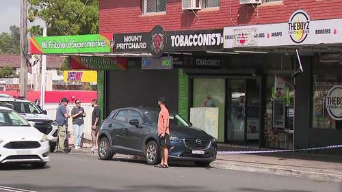 The scene from the Mount Pritchard tobacconist where the man was allegedly kidnapped.