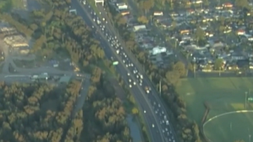 Heavy traffic is seen in Sydney after a truck fire in  the M5 East Tunnel. 