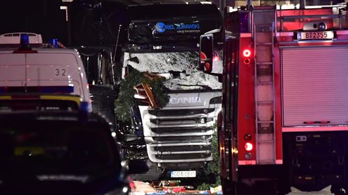 The dark coloured Scania is thought to have been hijacked by attackers as it made its way towards Germany. Source AFP