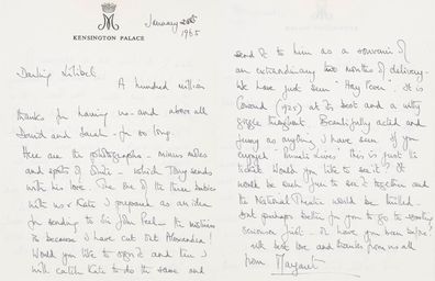 Letter from Princess Margaret to her sister Queen Elizabeth, asking her to sign the photo for royal obstetrician, Sir John Peel