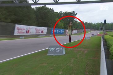 The moment the mannequin &quot;Georgina&quot; fell from the bridge onto Barber Motorsports Park.