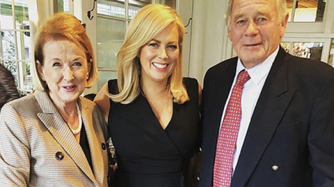 Samantha Armytage with her mother and father.