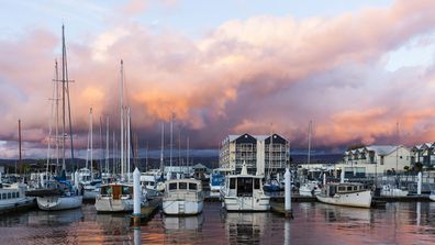 sailing boats at dusk at Launceston Tasmania, Australia