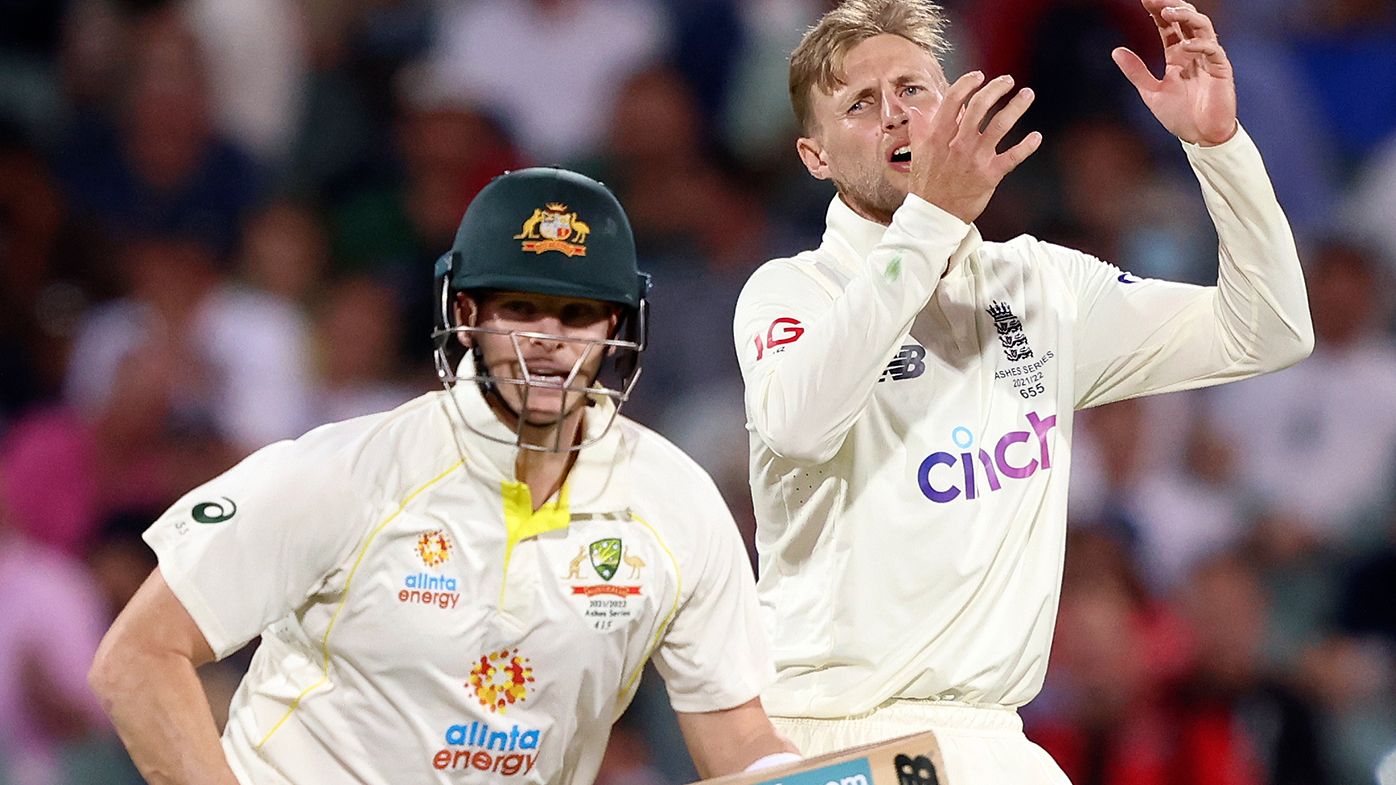 England captain Joe Root shows his frustration on day one of the second Ashes Test in Adelaide.