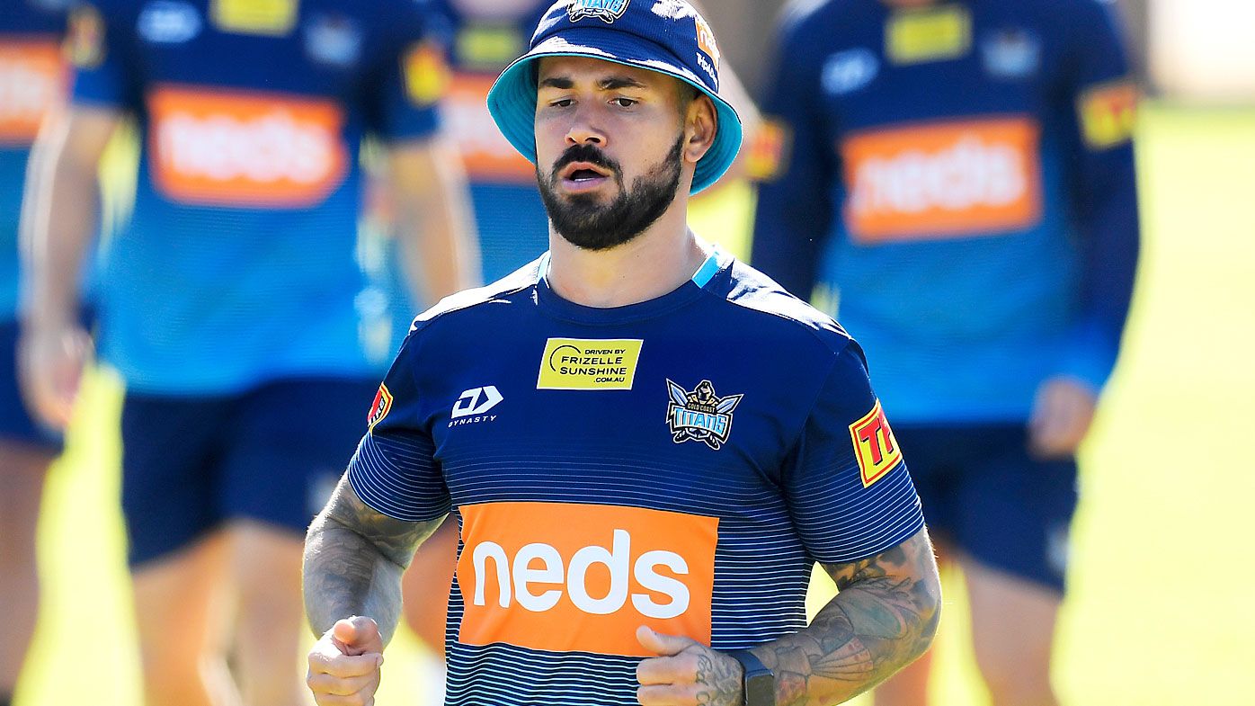 Nathan Peats in action during a Gold Coast Titans NRL training session