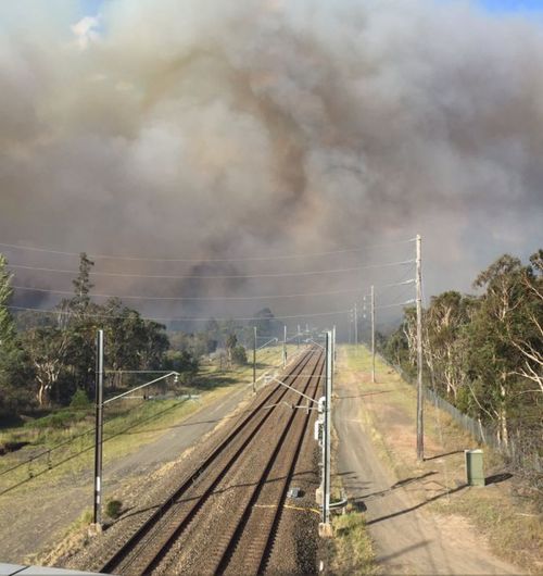 The train was travelling on the T8 Airport line when it entered a cloud of smoke yesterday. (Twitter)