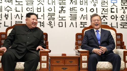 The North Korean leader did not mention his nuclear capabilities during a live broadcast of the peace talks. (AAP)