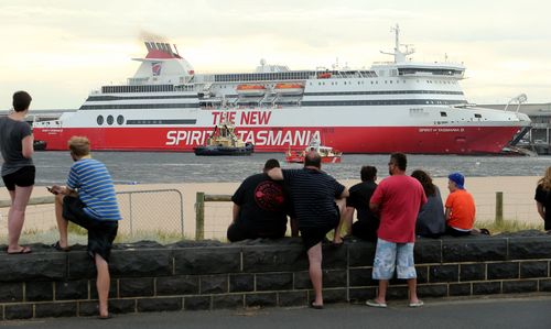 The Spirit of Tasmania moored at Port Melbourne.