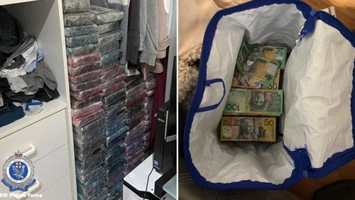 Police found drugs and cash at properties.