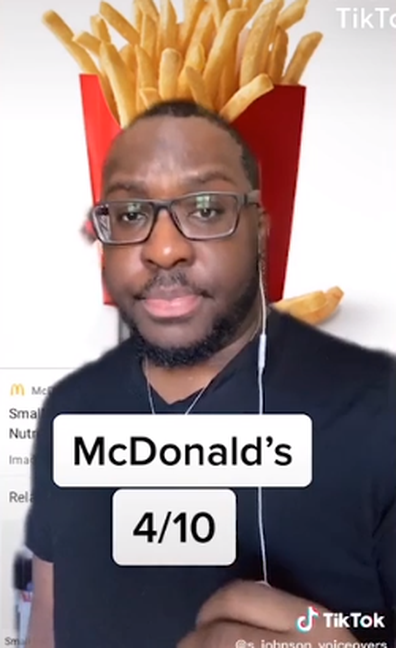 Man on TikTok reviewing McDonald's