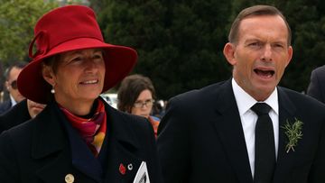 Margie and Tony Abbott at the 57th Turkish Regiment cemetery and memorial site at Gallipoli. (AAP)