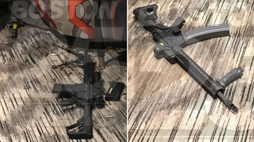 First pictures of two of the guns used by Stephen Paddock. (Boston 25)
