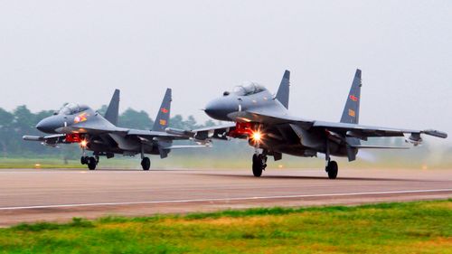 According to Taiwan's defence ministry, 16 Chinese military aircraft entered Taiwan's air defence identification zone on Sunday, including 12 fighters. 