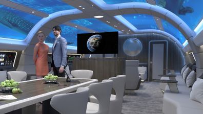 futuristic airplane interior