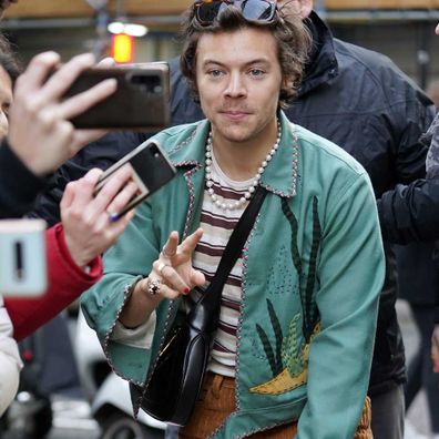 Harry Styles leaving BBC radio on February 14 in London.