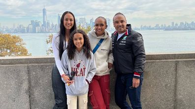 Kat Clark with her family on a visit to the US.