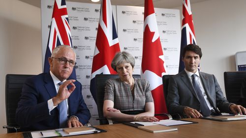 The Prime Minister met with three of Australia’s key intelligence partners - Britain, Canada and New Zealand - at the Commonwealth leaders meeting in London overnight. (AAP)