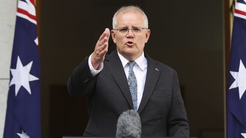 Prime Minister Scott Morrison during a press conference after National Cabinet. 