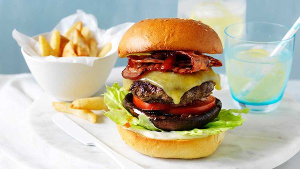 Ultimate beef, bacon and mushroom burger recipe