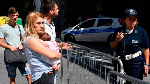 Displaced residents that where evacuated from buildings close to collapsed Morandi highway bridge.