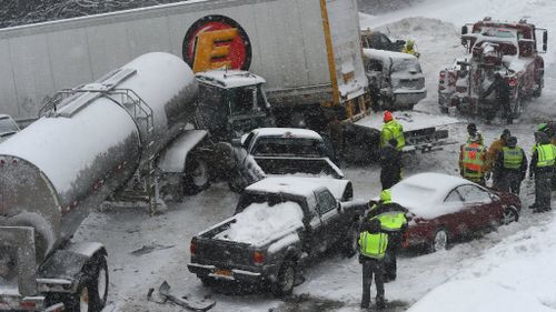 Dozens of cars, tractor trailers in huge crash on US highway