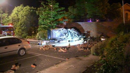 The car smashed through a brick wall at a retirement village. (9NEWS)