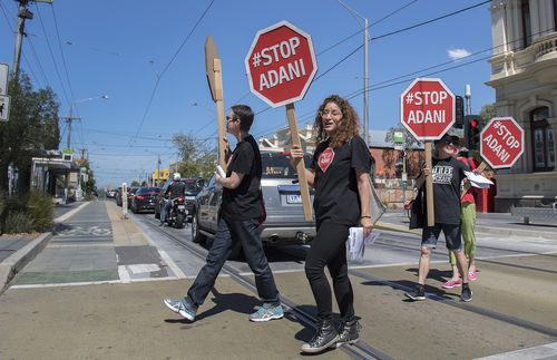 Adani mine protesters in the Melbourne seat of Batman (AAP)