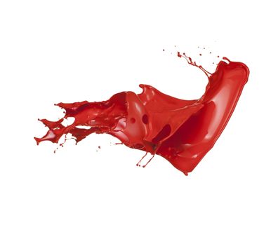 red paint splash on white background