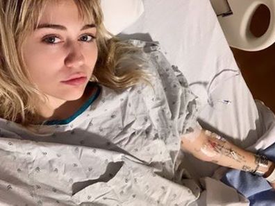 Miley Cyrus, hospital, tonsillitis, selfies, Instagram