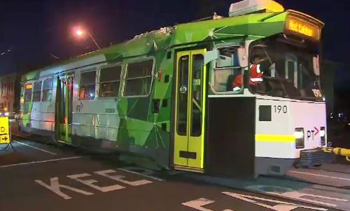 Emergency crews pulled the tram away just after 8am. (9NEWS)
