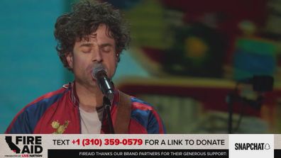 Taylor Goldsmith performs at FireAid LA Benefit Concert.