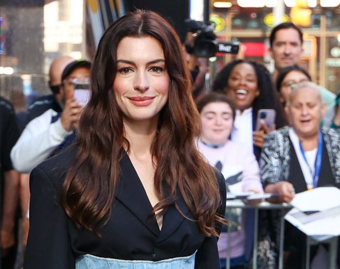 Anne Hathaway Matched Her Sequined Leopard-Print Minidress to Her