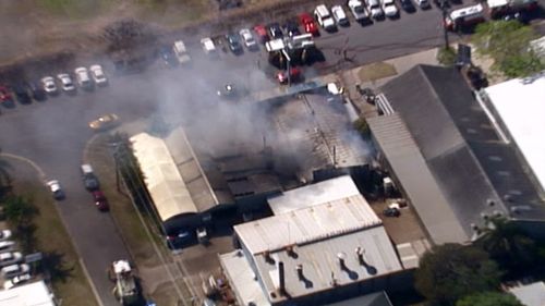 A repair shop blaze in Brisbane's north-east. (9NEWS)