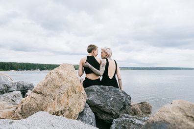 Couple embracing