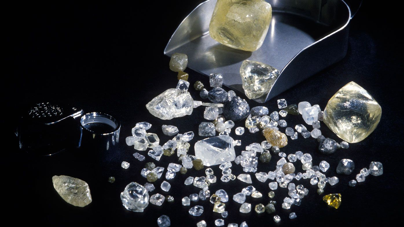  Some rough diamonds of varying carats, clarity, colour and form, at the Diamond Trading Company in London. (Photo by Patrick Landmann/Getty Images)
