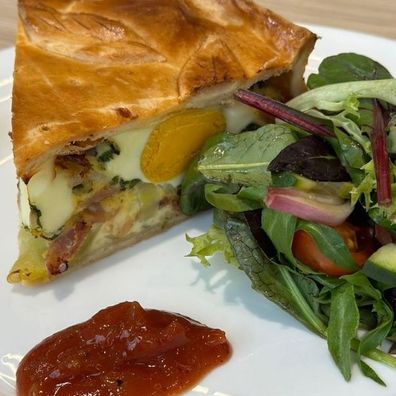 Egg and bacon pie from eclectic tastes cafe and pantry in ballarat