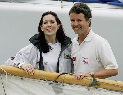 Crown Crown Prince Frederik of Denmark, right, and his Australian wife,  Princess Mary pose for a photograph before they departed for a yacht race against each other on Sydney harbour on February 27, 2005. Princess Mary defeated her husband 2-1 in the best of three races in Farr40 boats. The Royal couple are attending various events on their 13-day visit, including a reception hosted by Prime Minister John Howard.