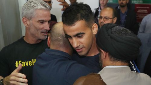 There were emotional scenes when Hakeem flew back into Melbourne.