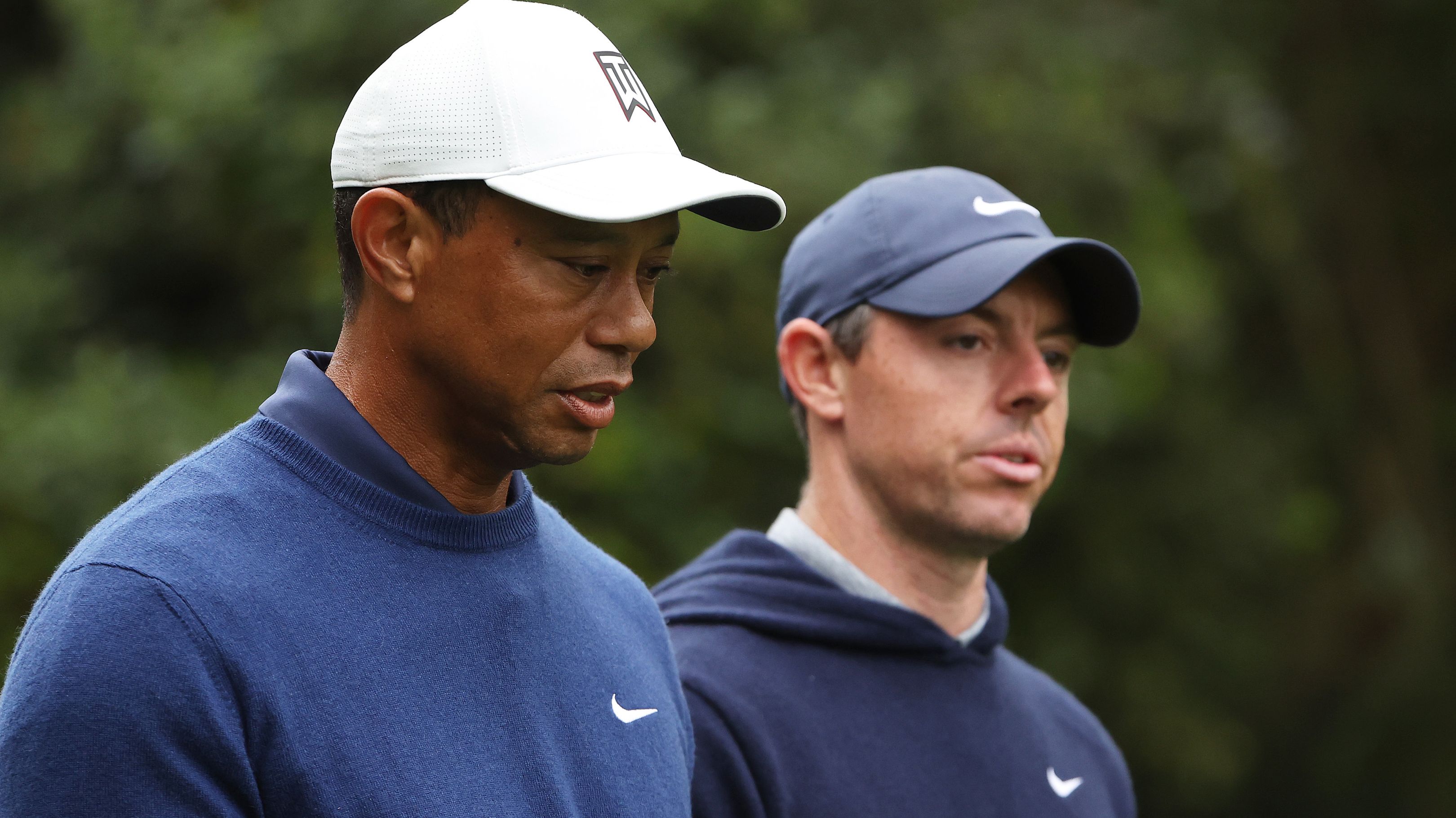 Tiger Woods of the United States and Rory McIlroy of Northern Ireland.