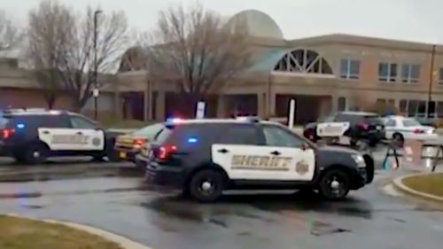 Police at the scene of a shooting at a Maryland high school. (CNN)