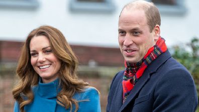 BERWICK-UPON-TWEED, ENGLAND - DECEMBER 07:  Prince William, Duke of Cambridge and Catherine, Duchess of Cambridge meet staff and pupils from Holy Trinity Church of England First School as part of their working visits across the UK ahead of the Christmas holidays on December 7, 2020 in Berwick-Upon-Tweed, United Kingdom. During the tour William and Kate will visit communities, outstanding individuals and key workers to thank them for their efforts during the coronavirus pandemic. (Photo by Andy C